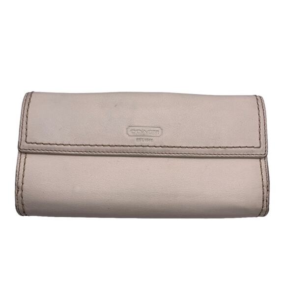 y2k COACH White Brown Turnlock Wallet - Picture 3 of 11